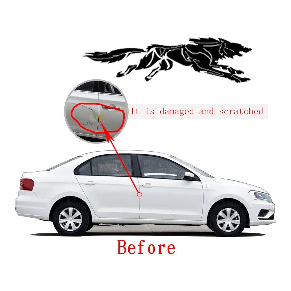 Car Styling A Howling Wolf Creative Car Stickers PVC Large Wild Animal Decals Black White Car Accessories Vue