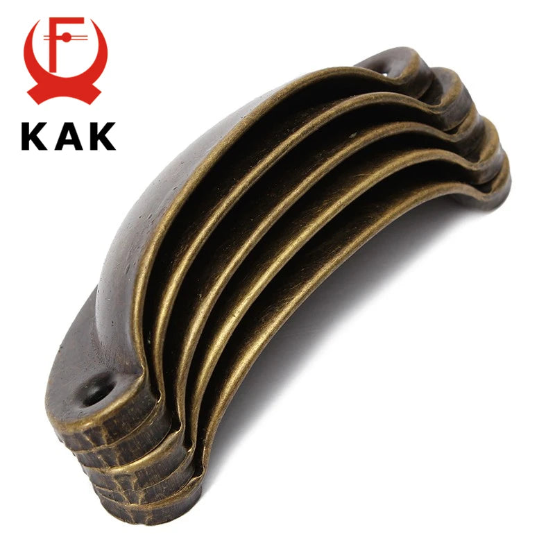 KAK 20PCS Retro Metal Kitchen Drawer Cabinet Door Handle And Furniture Knobs Hardware Cupboard Antique Brass Shell Pull Handles Vue