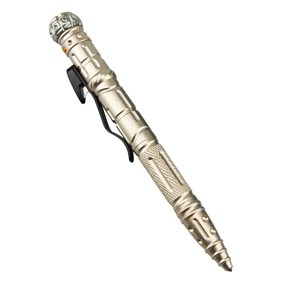 NEW 8-In-1 Multi-Function Self Defense Tactical Pen Outdoor Survival EDC Tool With Emergency Led Light Whistle Glass Breaker Vue Gold