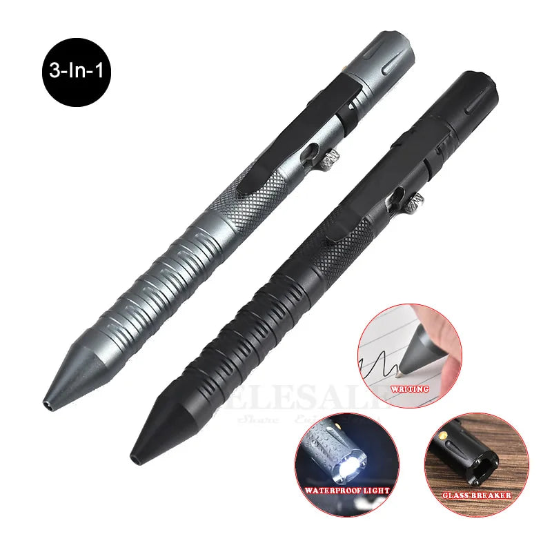 3-In-1 Outdoor EDC Multi-Function Self Defense Tactical Pen With Bolt Switch Emergency Led Light Glass Breaker Birthday Gift Vue