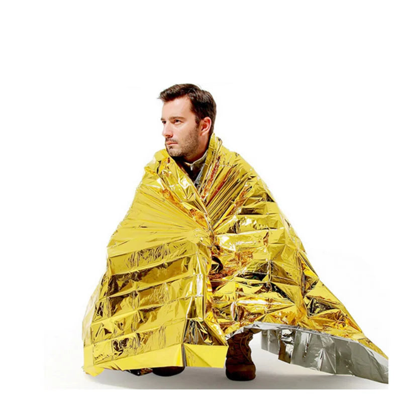 160x210cm Emergency Blanket Double Side Heat Preserve First Aid Kit Accessories Sports Outdoor Camp Hiking Self Rescue Vue Default Title