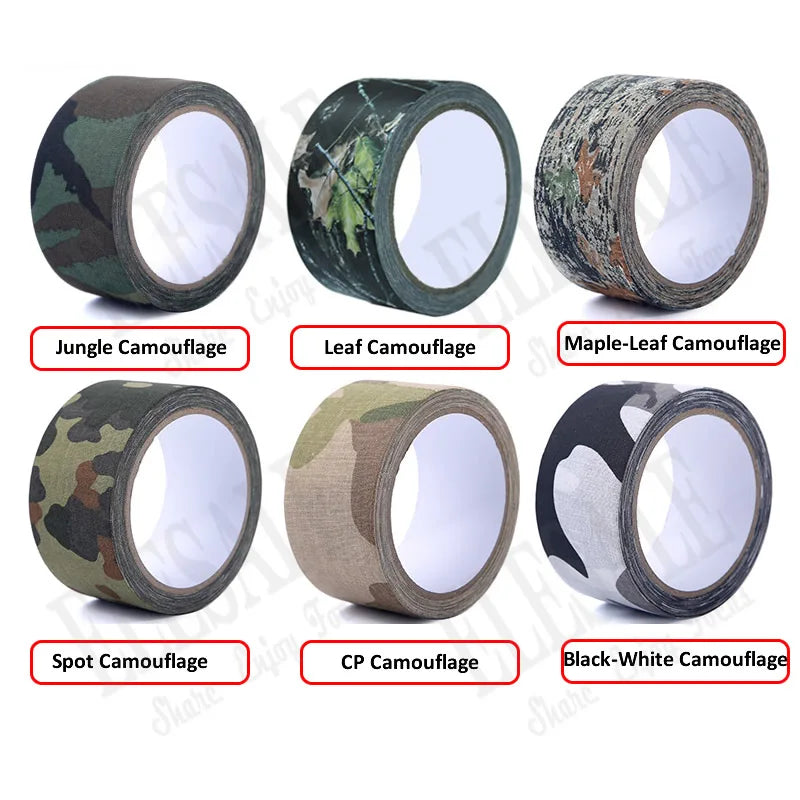 1 Roll 5cm*5m Camouflage Self-Adhesive Tape Hide Cover Anti-Skid Warning Tape For Outdoor Sports Hunting Fishing Cover Vue