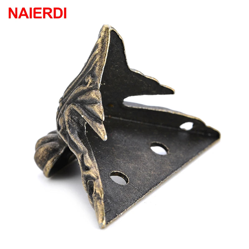 4PCS NAIERDI 40x30mm Antique Wood Box Feet Leg Corner Protector Triangle Rattan Carved Decorative Bracket For Furniture Hardware Vue