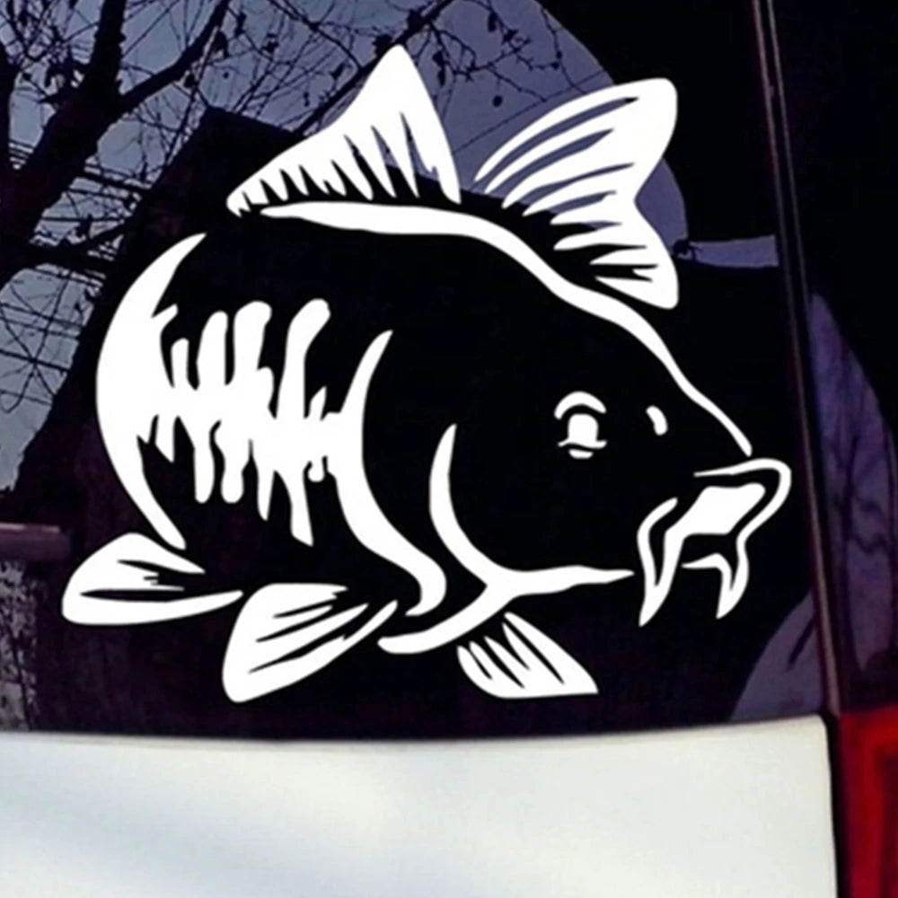 20*16cm Carp Fishing Cartoon Animal Pattern Car Sticker 7 Colors Car Window Car Body Vinyl Decal Car-Styling Auto Accessories Vue
