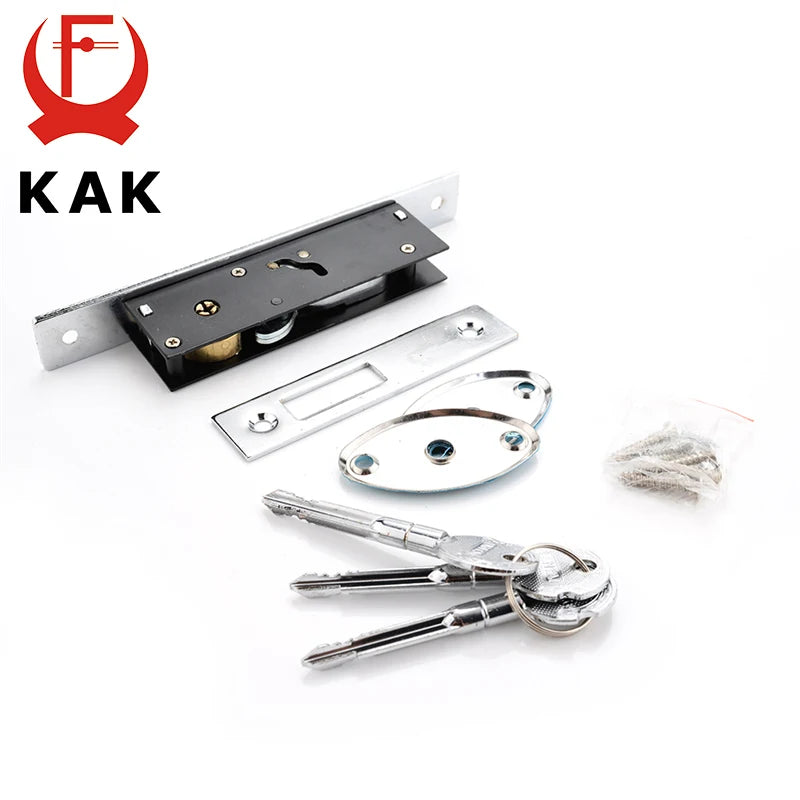 KAK Sliding Door Lock Zinc Alloy Window Locks Anti-Theft Safety Wood Gate Floor Lock With Cross Keys For Furniture Hardware Vue