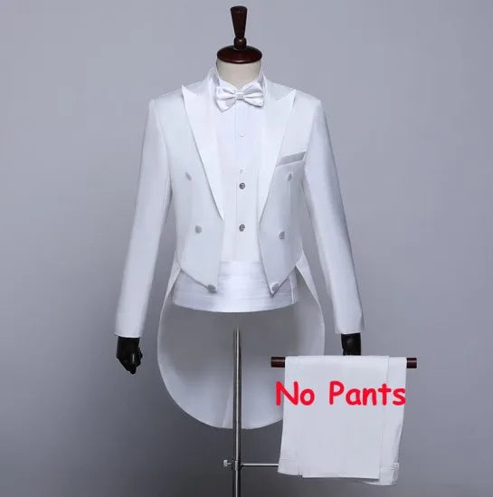 Fashion Swallowtail LED Tuxedo Luminous Costumes Glowing Vestidos LED Clothing Show Men LED Clothes Dance Accessories Vue white 3XL