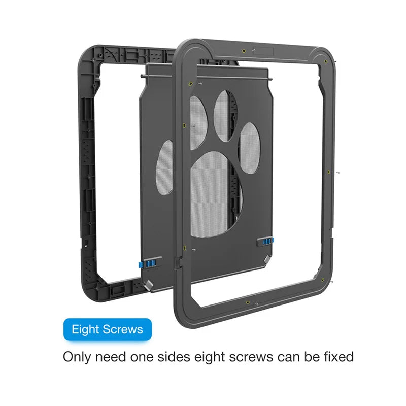 4-Way Lockable Plastic Pet Big Dog Cat Door for Screen Window Safety Flap Gates Pet Tunnel Dog Fence Free Access Door for Home Vue