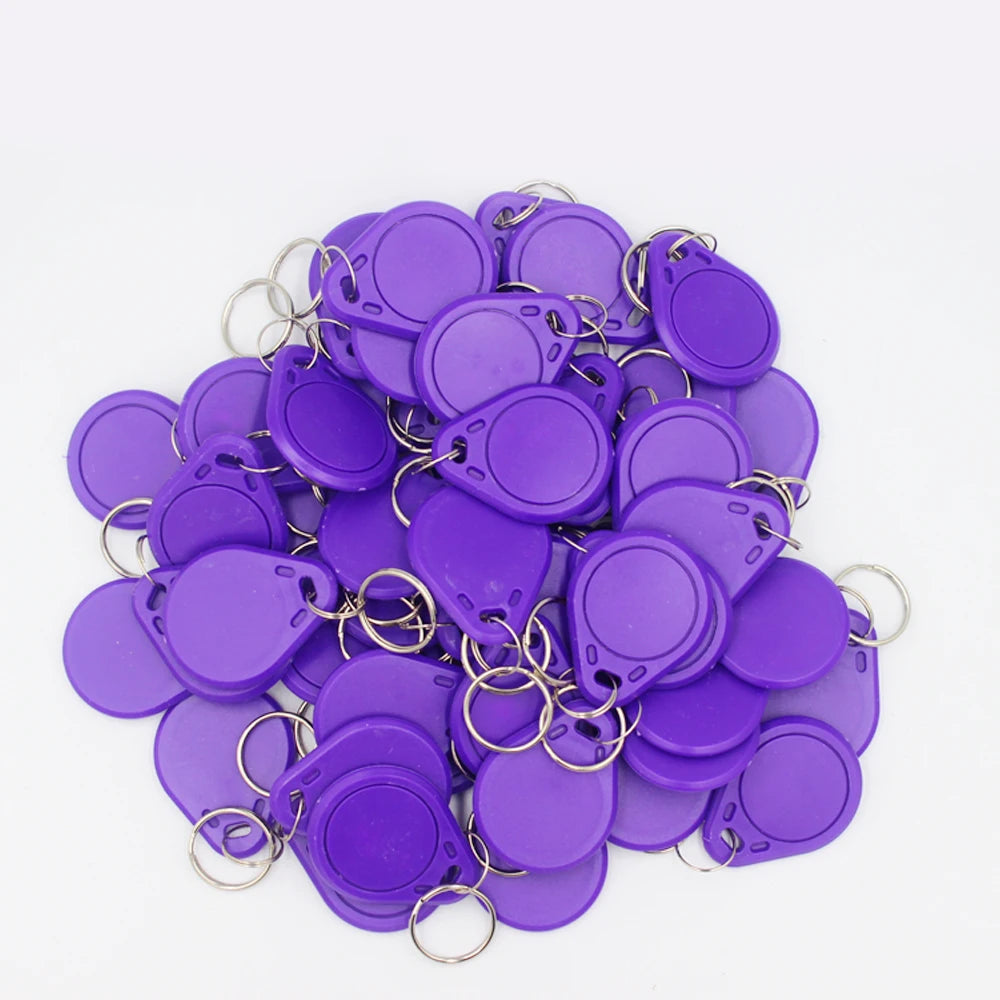 100pcs/lot 13.56MHz IC M1 1K S50 Keyfobs Tags Access Control RFID Key Finder Card Token Attendance Management Keychain Read Only Vue