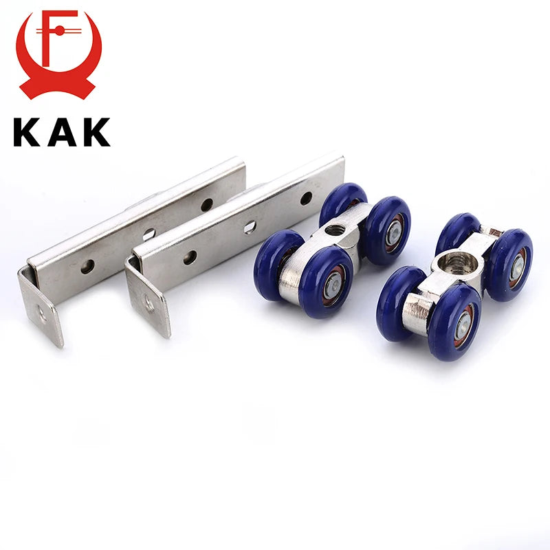 KAK Light Sliding Door Roller 4 Wheels Home Room Wood Door Hanging Wheels Rail Track Pulley Bear 30KG For Furniture Hardware Vue