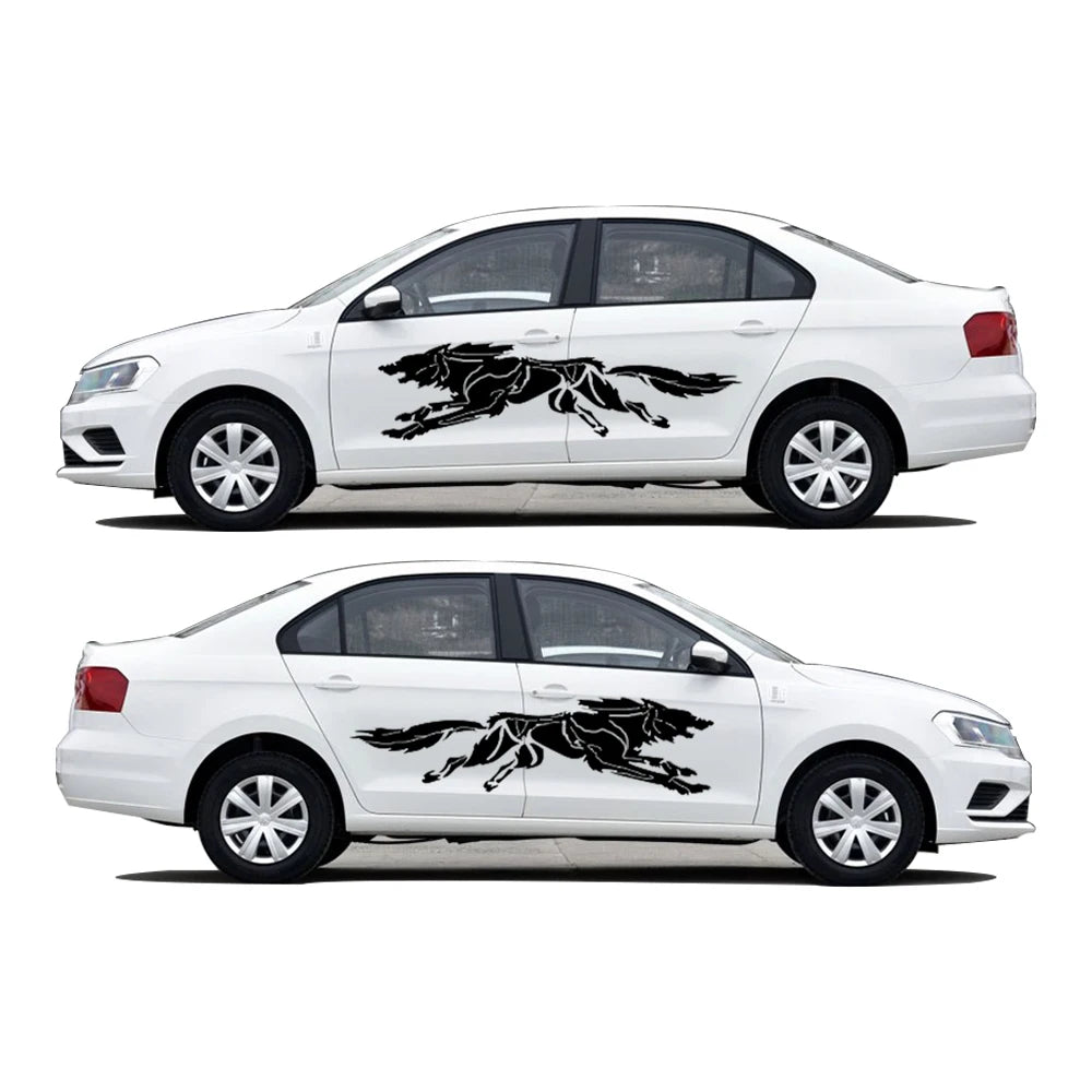 Car Styling A Howling Wolf Creative Car Stickers PVC Large Wild Animal Decals Black White Car Accessories Vue