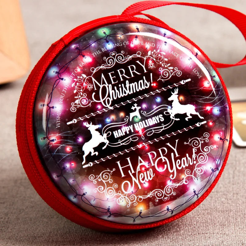 Santa Claus Christmas Pendant Storage Bag Money Box For USB Cable Coin Holder as a Christmas Gifts Zipper Lock Travel organizer Vue