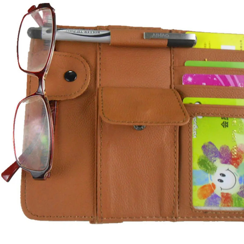 Travel Car Leather Multifunction CD Box Car Sun Visor CD Case for DVD Travel Organizer Business Card Holder CD Storage Bag Vue