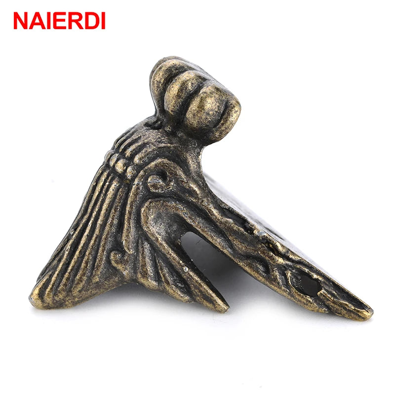4PCS NAIERDI 40x30mm Antique Wood Box Feet Leg Corner Protector Triangle Rattan Carved Decorative Bracket For Furniture Hardware Vue