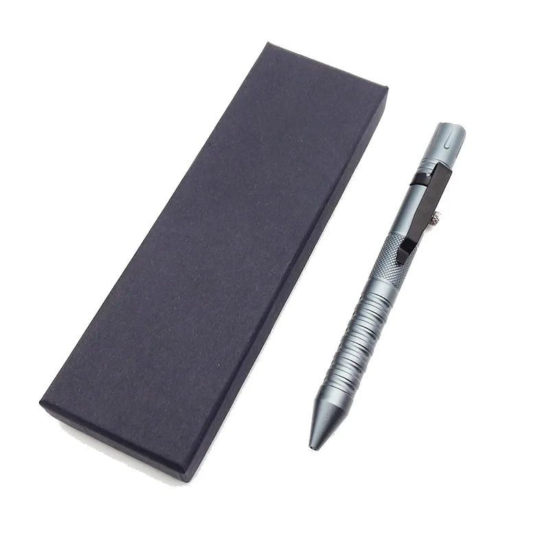 3-In-1 Outdoor EDC Multi-Function Self Defense Tactical Pen With Bolt Switch Emergency Led Light Glass Breaker Birthday Gift Vue GRAY