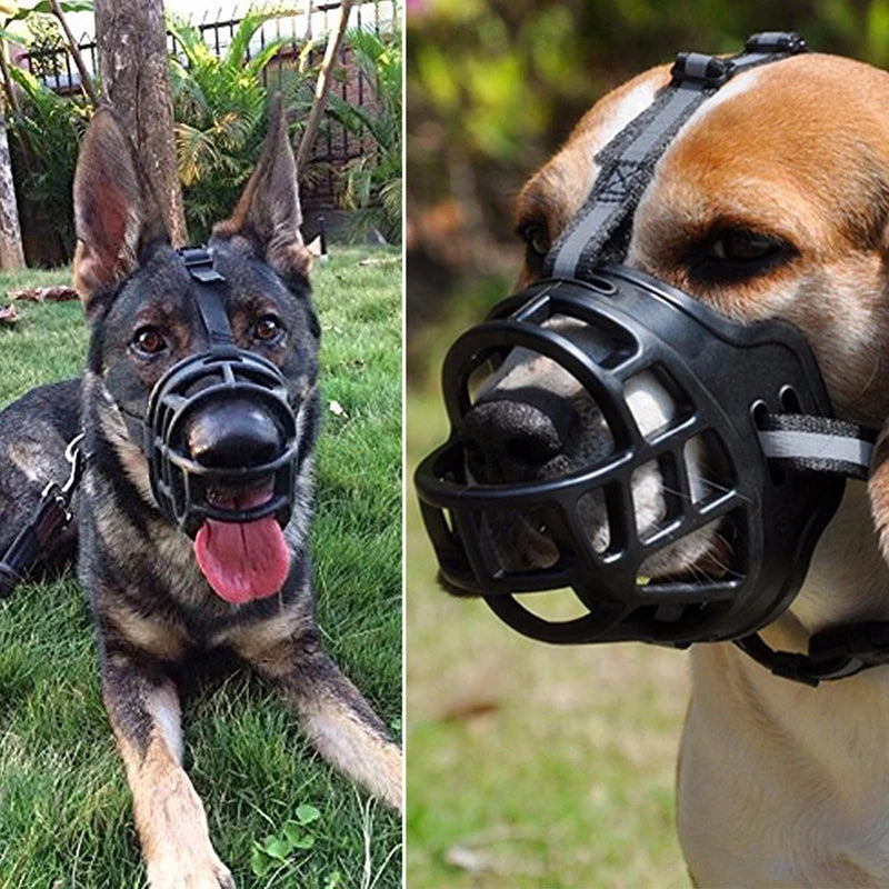 Strong Soft Silicone Pet Mouth Cover For Large Dog Prevent Biting Barking Muzzle Adjustable Safe Dog Mask Ventilated Collars Vue