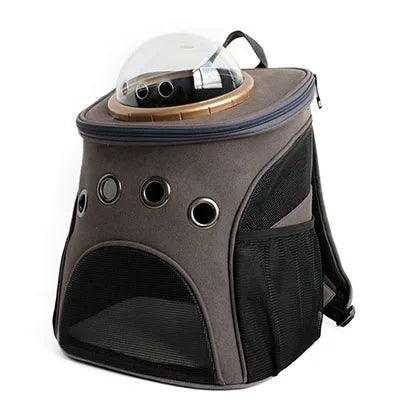High Quality Canvas Space Capsule Car Cat Backpack Bubble Window for Kitty Puppy Small Dog Carriers Crate Outdoor Travel Bags Vue A-gray 38X25X32cm