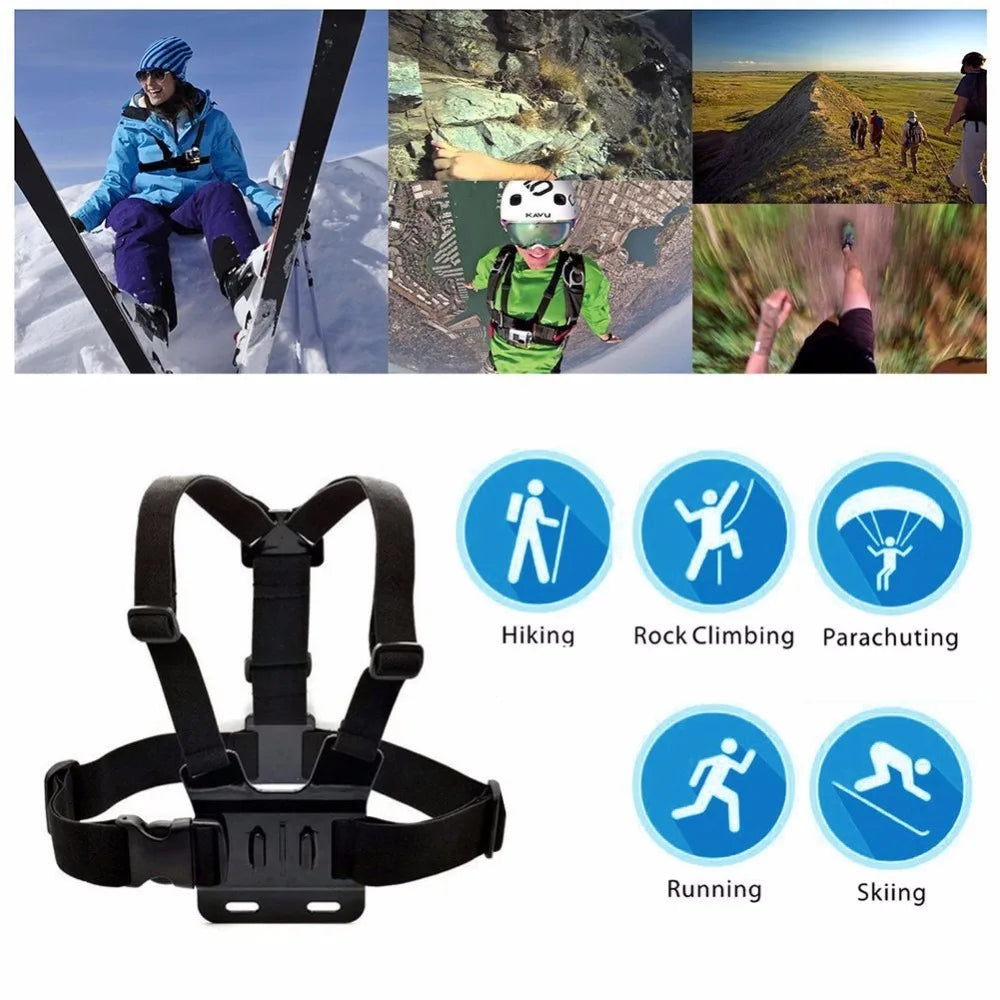 Chest Strap Mount Belt for Gopro Hero 11 10 9 8 7 Xiaomi Yi 4K Action Camera Accessories Chest Mount Harness for Go Pro J-Hook Vue