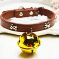 High-quality Adjustable Pet Collar With Bells PU Material For Puppy Animal Cat Dog Cute Collars Dog Accessories Pet Supplies Vue brown gold S