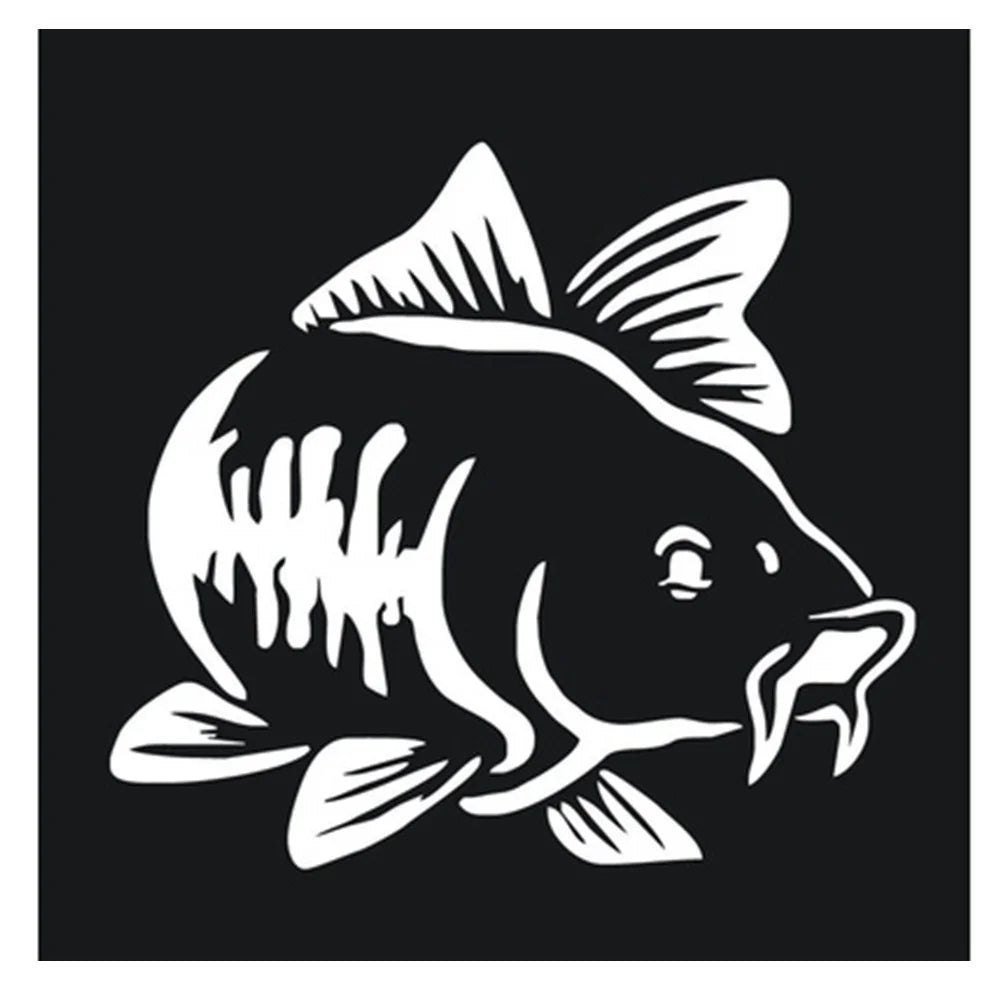 20*16cm Carp Fishing Cartoon Animal Pattern Car Sticker 7 Colors Car Window Car Body Vinyl Decal Car-Styling Auto Accessories Vue WHITE