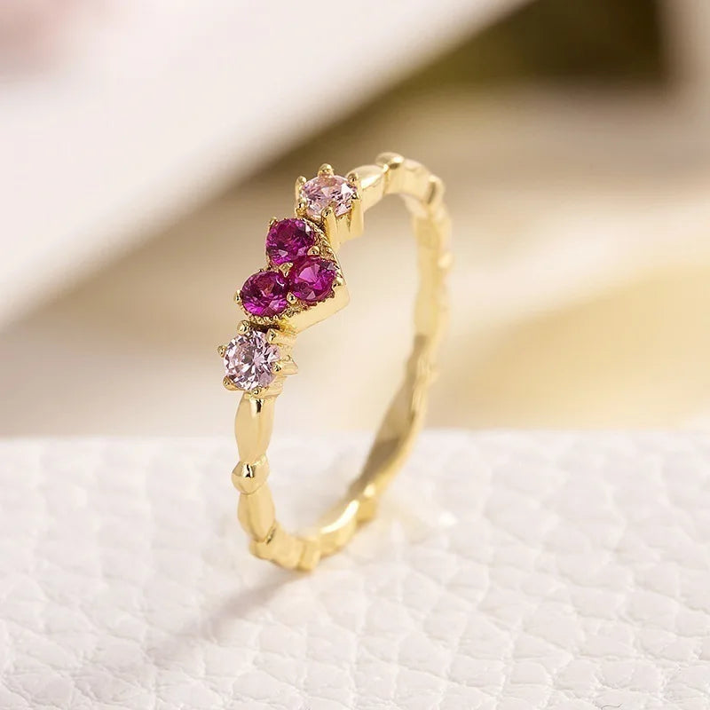 Huitan Gold Infinite Heart CZ Ring for Women | Sizes 5–14 Fashion Ring Vue