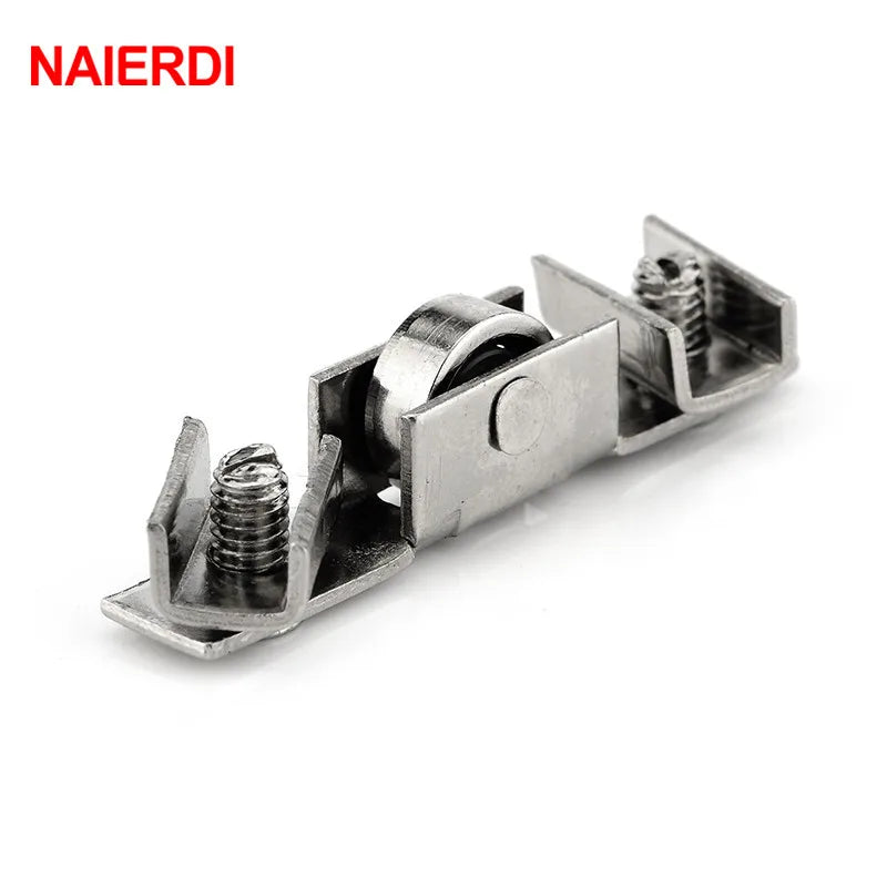 NAIERDI 10pcs NED-7220 Glass Sliding Door Roller H Shape Wheel Diameter 10mm Caster Sliding Doors Wheel For Furniture Hardware Vue