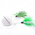 Funny Pet Dog Cat Toys Chargable LED Scrolling Glowing Balls with Feather Bell Sound Silicone Balls Agile training Catch Cat Toy Vue white 6.8cm