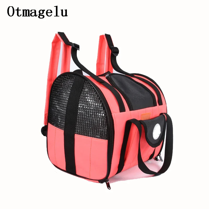 Breathable Pet Carriers bag Outdoor Travel Mesh Pet Backpack Carry Bag Dog Carriers handbag Cozy Cat Rabbit Small Pet Cage House Vue orange 35X23X28cm