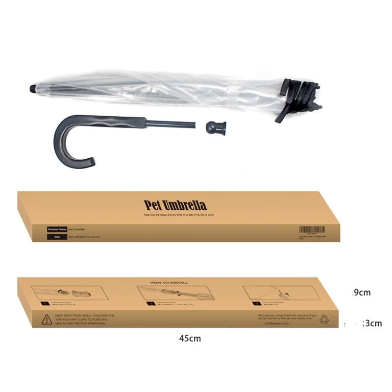 New Transparent Pet Umbrellas Small Dog Umbrella With Dog Leash Iron Chain As Raincoat For Dogs Beautiful Package Pet Supplies Vue