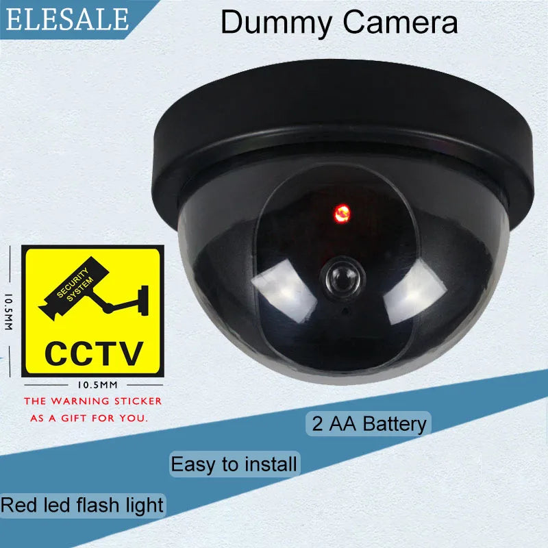 Creative Black Plastic Dome CCTV Dummy Camera Flashing Led Fake Camera Power Via AA Battery Surveillance Security System Vue