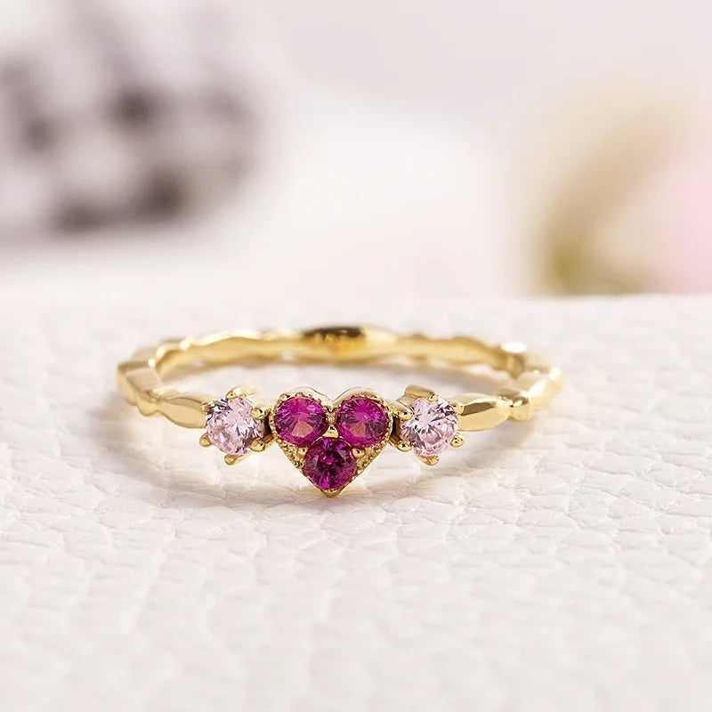 Huitan Gold Infinite Heart CZ Ring for Women | Sizes 5–14 Fashion Ring Vue