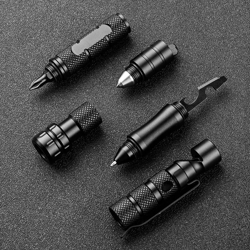 10In1 Portable Multi-Function Tactical Self Defense Pen Hand Spinner Whistle Screwdriver Glass Breaker Outdoor Survival EDC Tool Vue