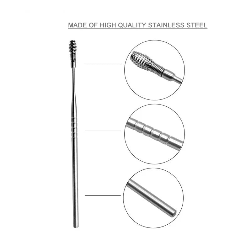 1-5pcs Creative Stainless Steel Earpick Sprial Spring Head Ear Clean Tool For Children Adults First Aid Kits Supplies Vue