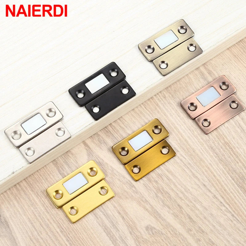 NAIERDI 2pcs/Set Magnet Door Stops Hidden Door Closer Magnetic Cabinet Catches With Screw For Closet Cupboard Furniture Hardware Vue