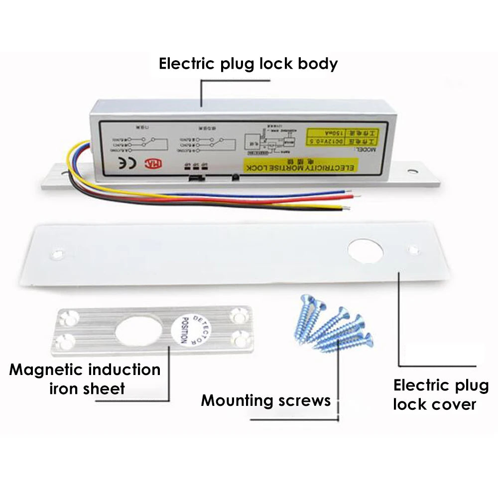 8 Wire NC/9 Wire NO DC12V Electric Lock Magnetic With Time Delay 0/3/6 Second Mortise Door Lock Fail Safe Fail Secure Bolt Lock Vue