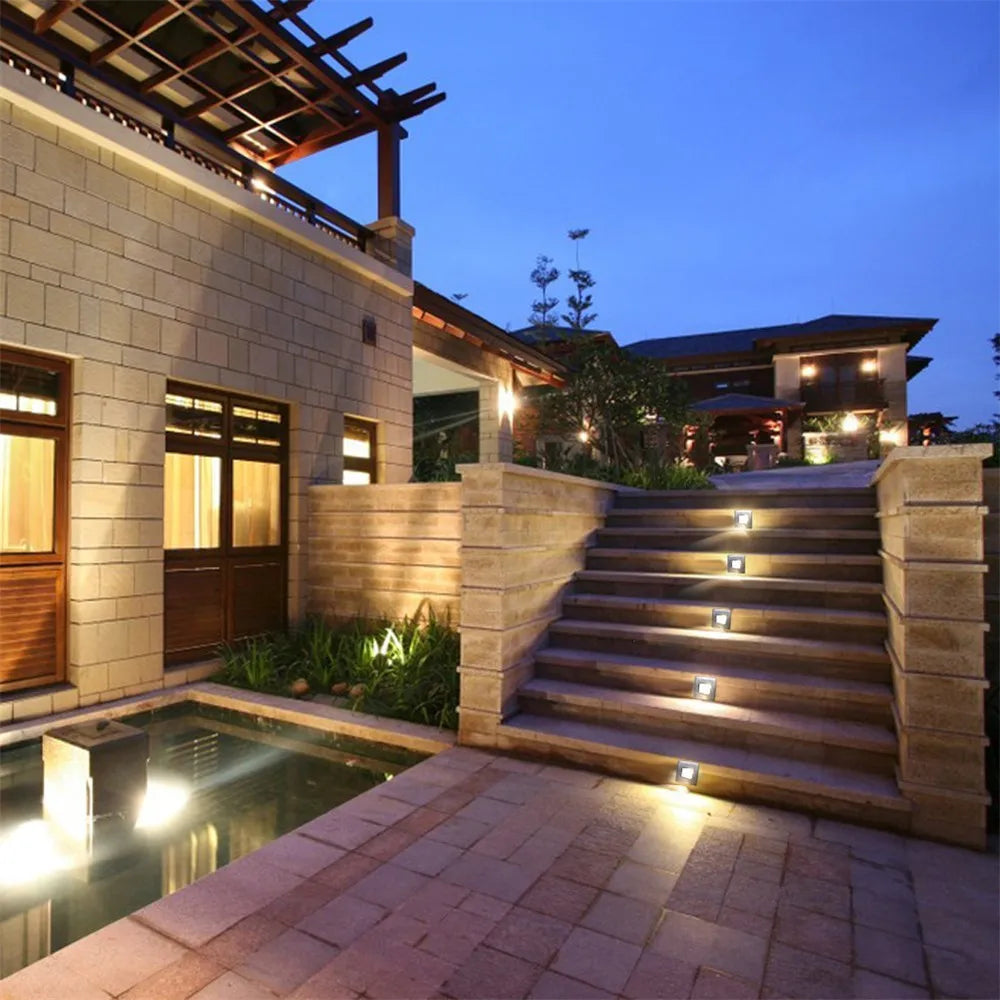 SANDIY Outdoor LED Step Light Motion Sensor Recessed IP65 Wall Lamp Recessed LED Step Light Vue