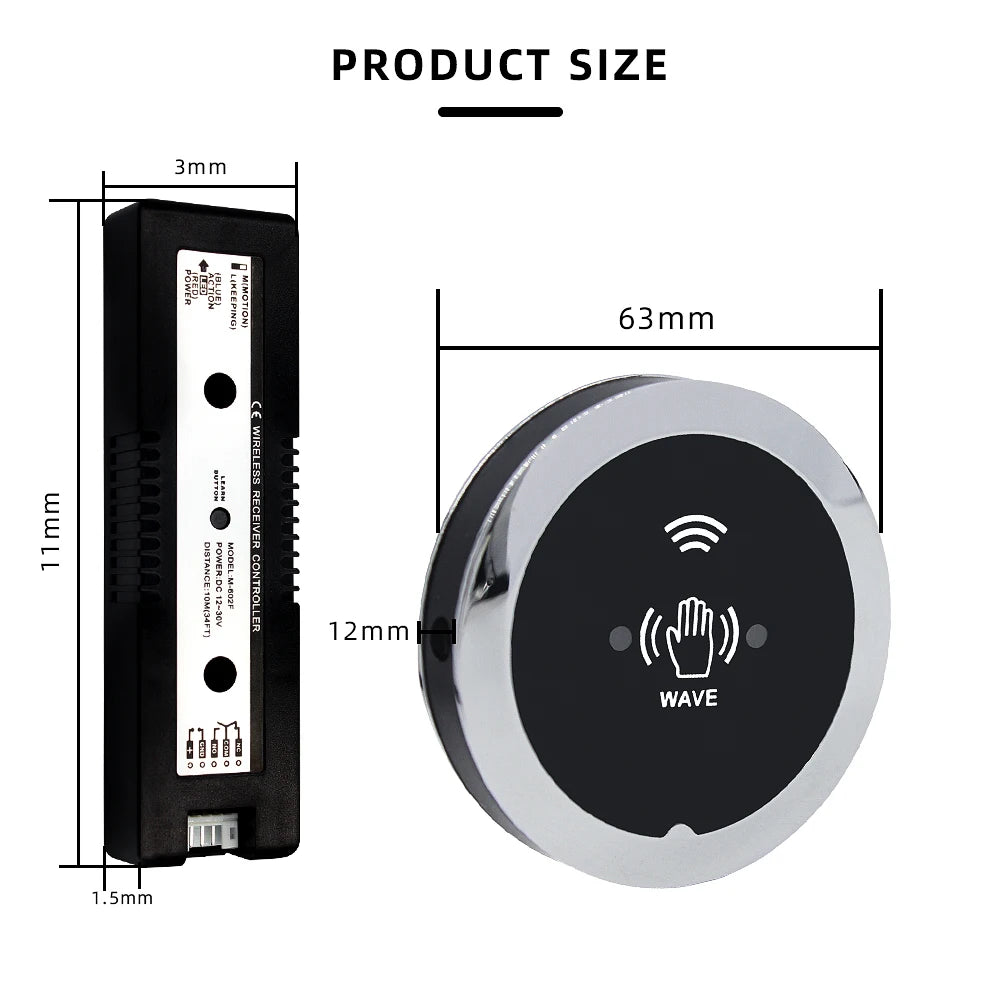 Wireless 2.4G Infrared Exit Button Switch for Auto Door System NO/COM Interface Contactless Access Control Release Switch Vue