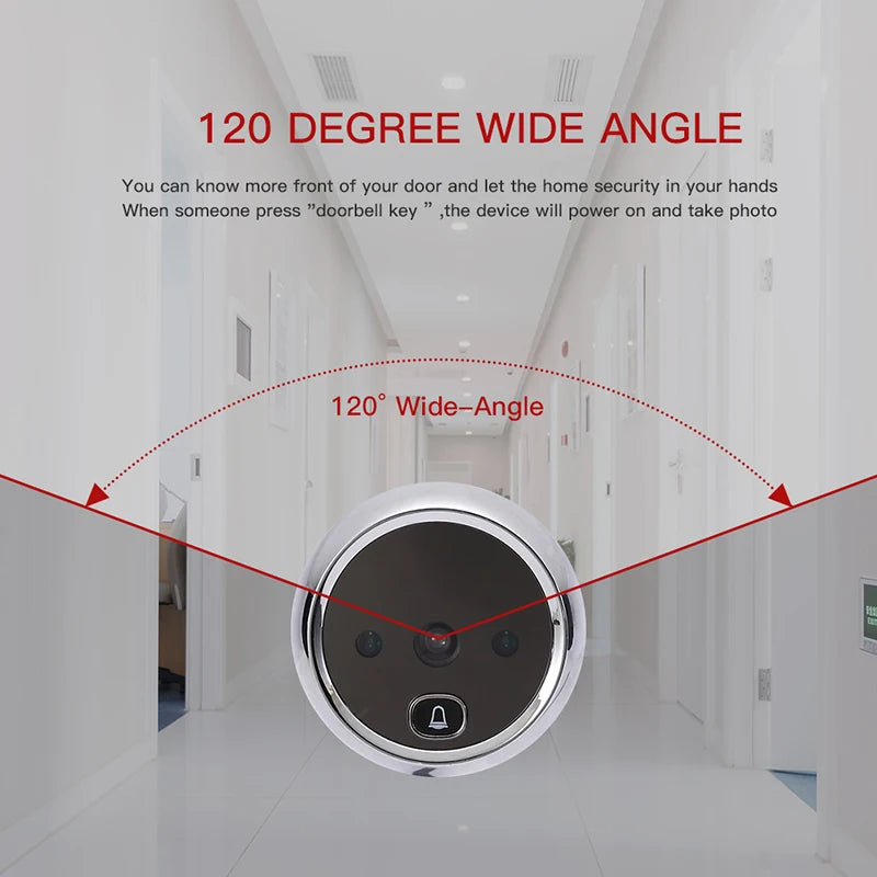 KAK 2.8" LCD Screen Electronic Door Viewer Bell IR Night Door Camera Photo Recording Digital Door Viewer Smart Peephole Doorbell Vue