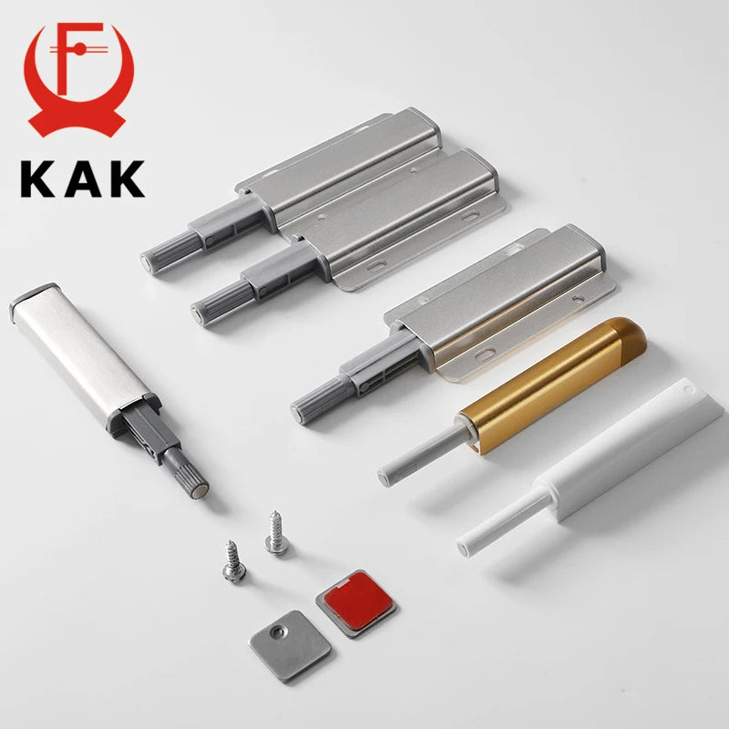 KAK Aluminum Alloy Cabinet Catches Stainless Steel Push to Open Hidden Cabinet Handle Soft Close Rebounding Device Door Hardware Vue