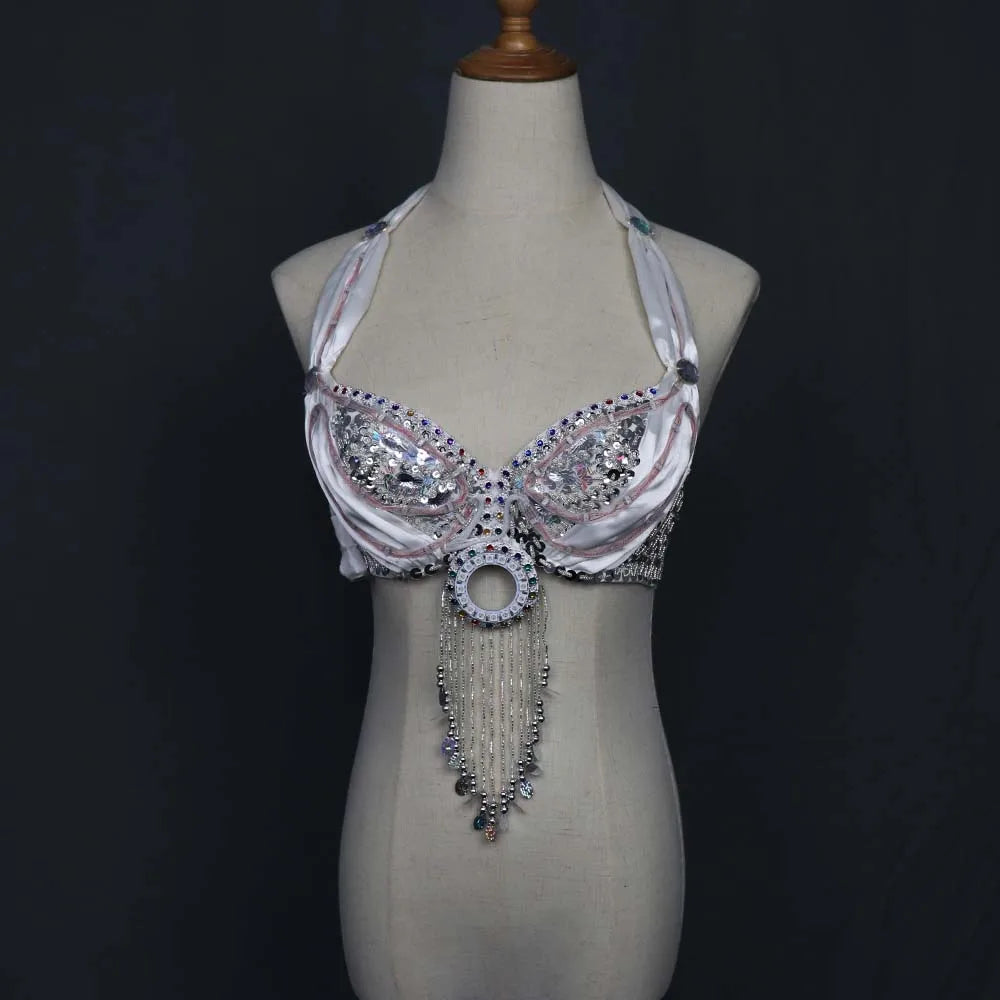 LED Lights Bling Mermaid Belly Dance Costume Set Women Belly Dance Bra Skirts Professional Outfit Vue