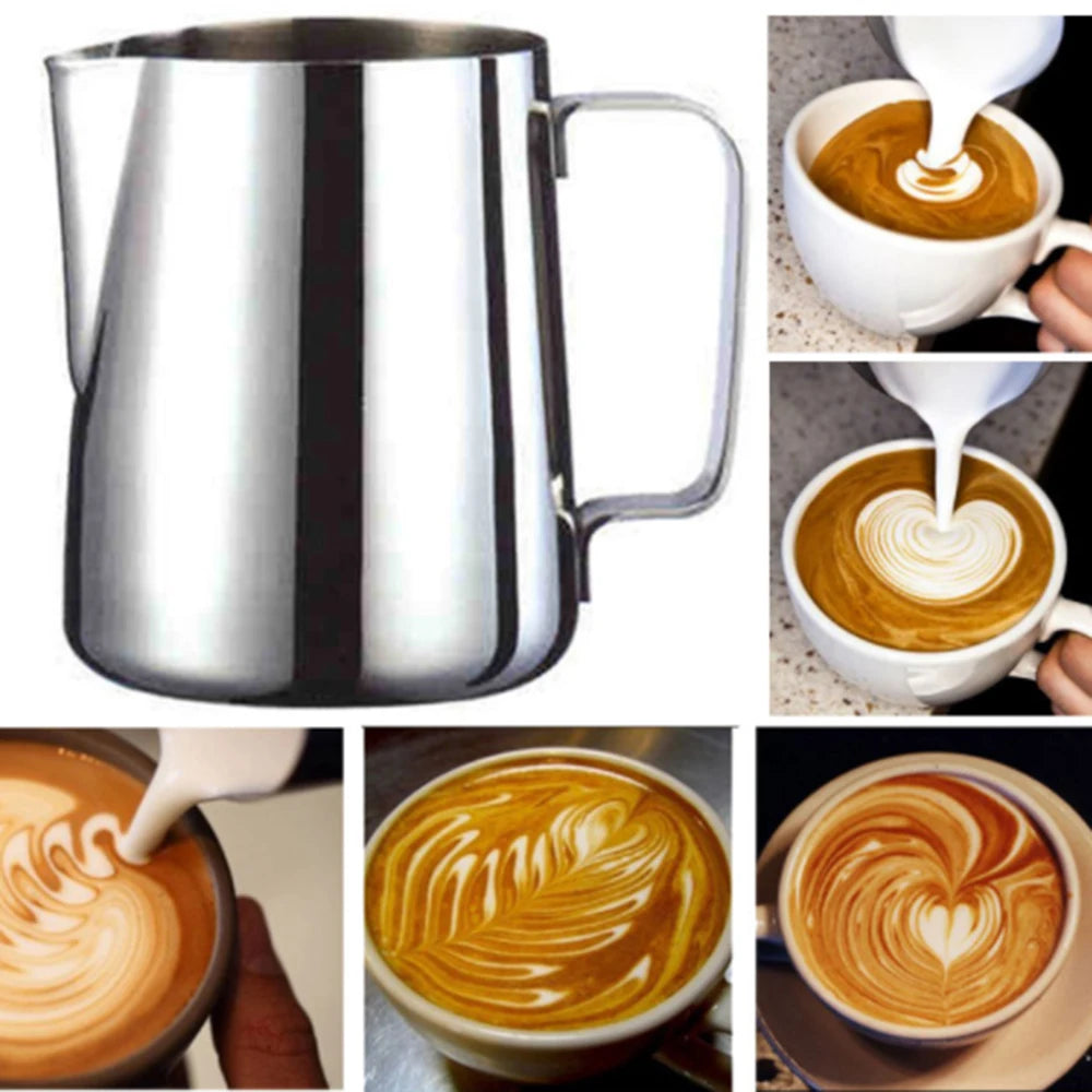 KONCO Stainless Steel Milk Frothing Pitcher, Milk Boiler Cup Jug Creamer Accessories Suitable for Barista, Espresso Machines Vue
