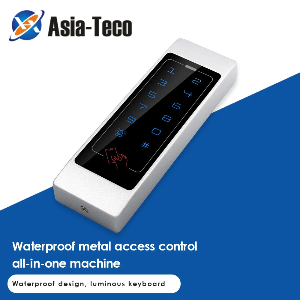 Narrow 125Khz RFID Metal Keypad Keyfob Entry Door Lock Waterproof Access Controller Wiegand Auto Lock System M03 Vue