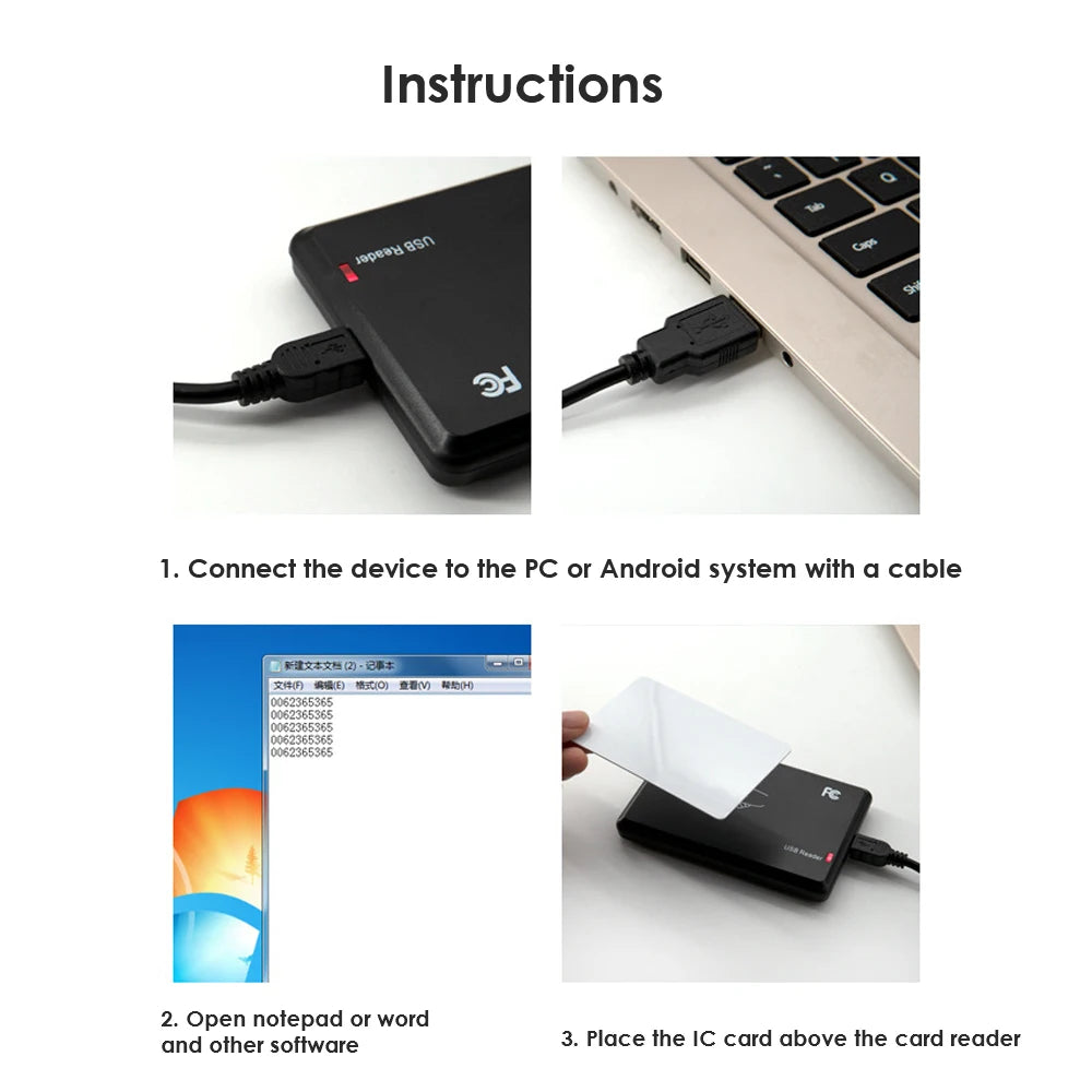 USB Desktop 125Khz RFID Card Reader Sensor EM4100 Smart Proximity Card USB Reader no drive device EM ID Card for Access Control Vue