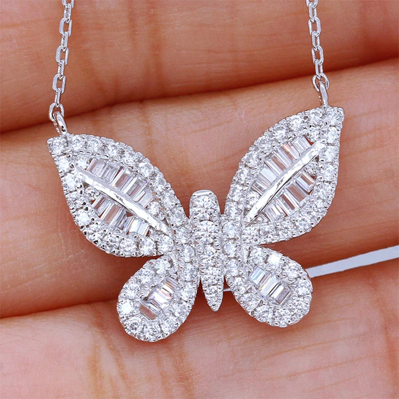 Huitan Butterfly Pendant Necklace – Cubic Zirconia Women's Jewelry Pendant Necklace Vue