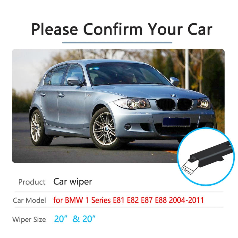 Car Wiper Blades for BMW 1 Series E81 E82 E87 E88 2004~2011 Windshield Wipers 118d 118i 120i 120d 123d 125i 128i 135i 116i 116d Vue
