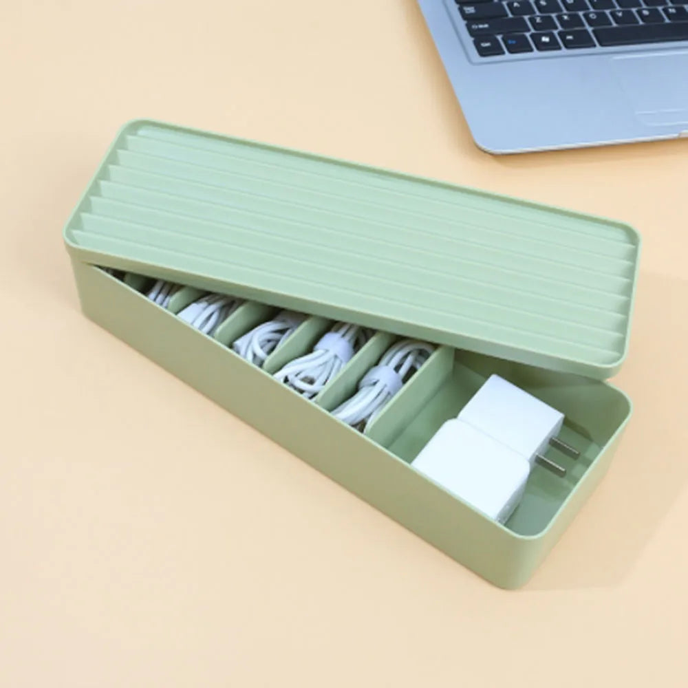 Desktop Data Cable Separation Storage Box Mobile Phone Charging Earphone Cable Power Cord Sorting And Fixing Box with lid Vue