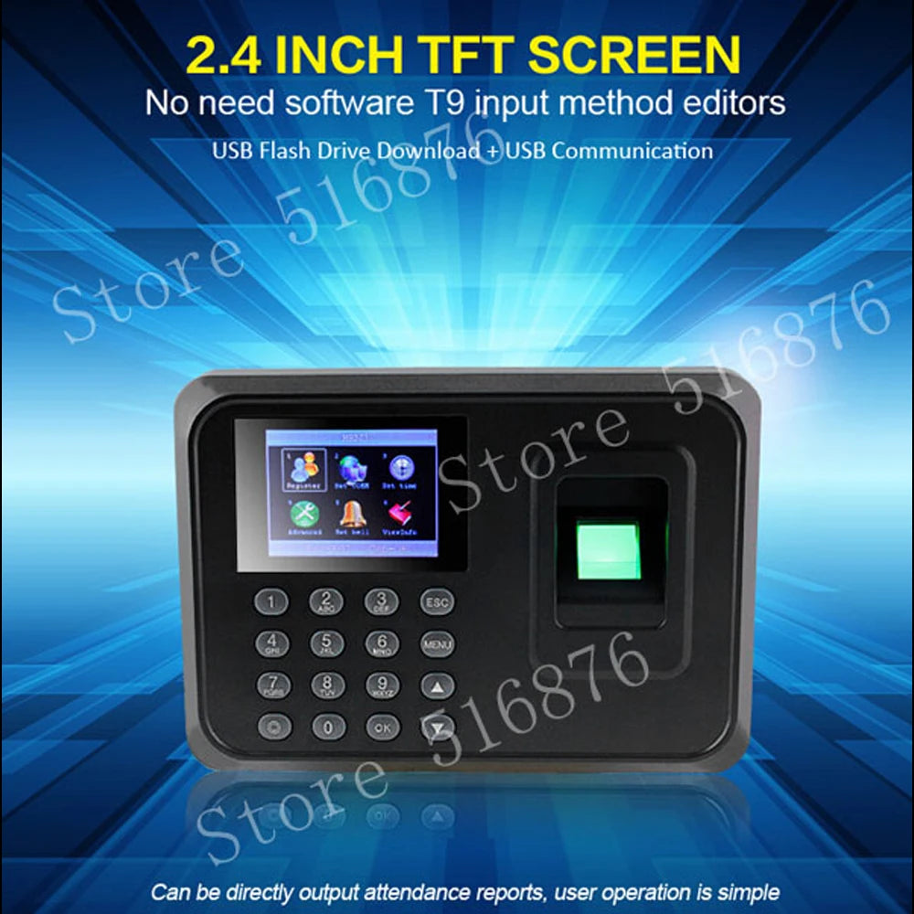 Free Shipping 2.4 inch TFT USB Biometric Fingerprint Time Clock Recorder Digital Electronic Employee Attendance Machine - office Vue
