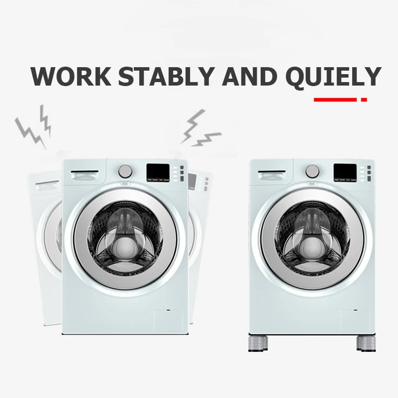 KAK 4PCS Anti Vibration Pads Washer Feet Pad Universal Washing Machine Anti-Skid Roller Kit Furniture Lifting Foot Base Elevate Vue