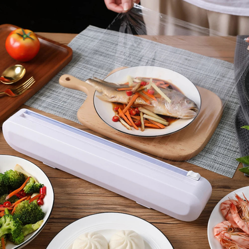 Cling Film Storage Holder Restaurant Cling Film Cutter Easy to Cut Kitchen Sealing Food Wrap Dispenser Cutting Box Kitchen Tool Vue