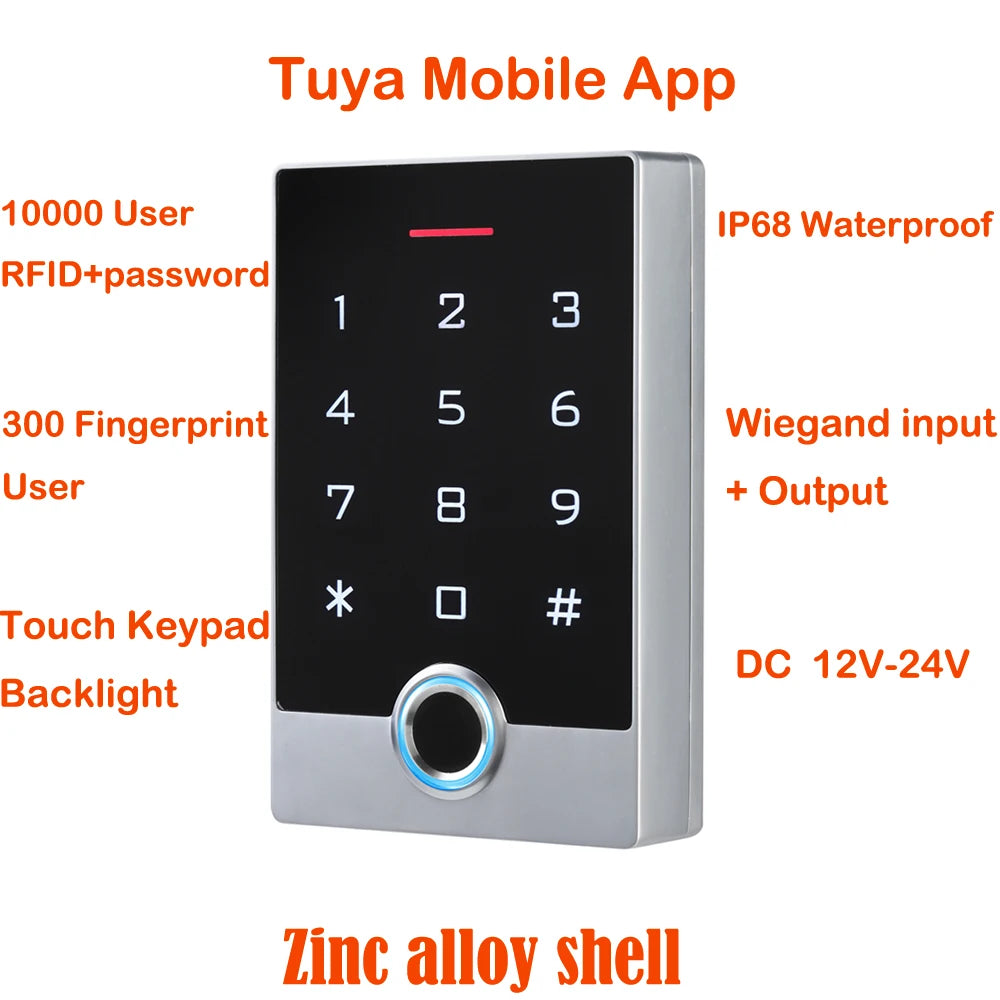 WIFI Tuya Smart Door Lock Waterproof Door Access Control System Standalone Keypad RFID Card Door Entry Access Controller Vue