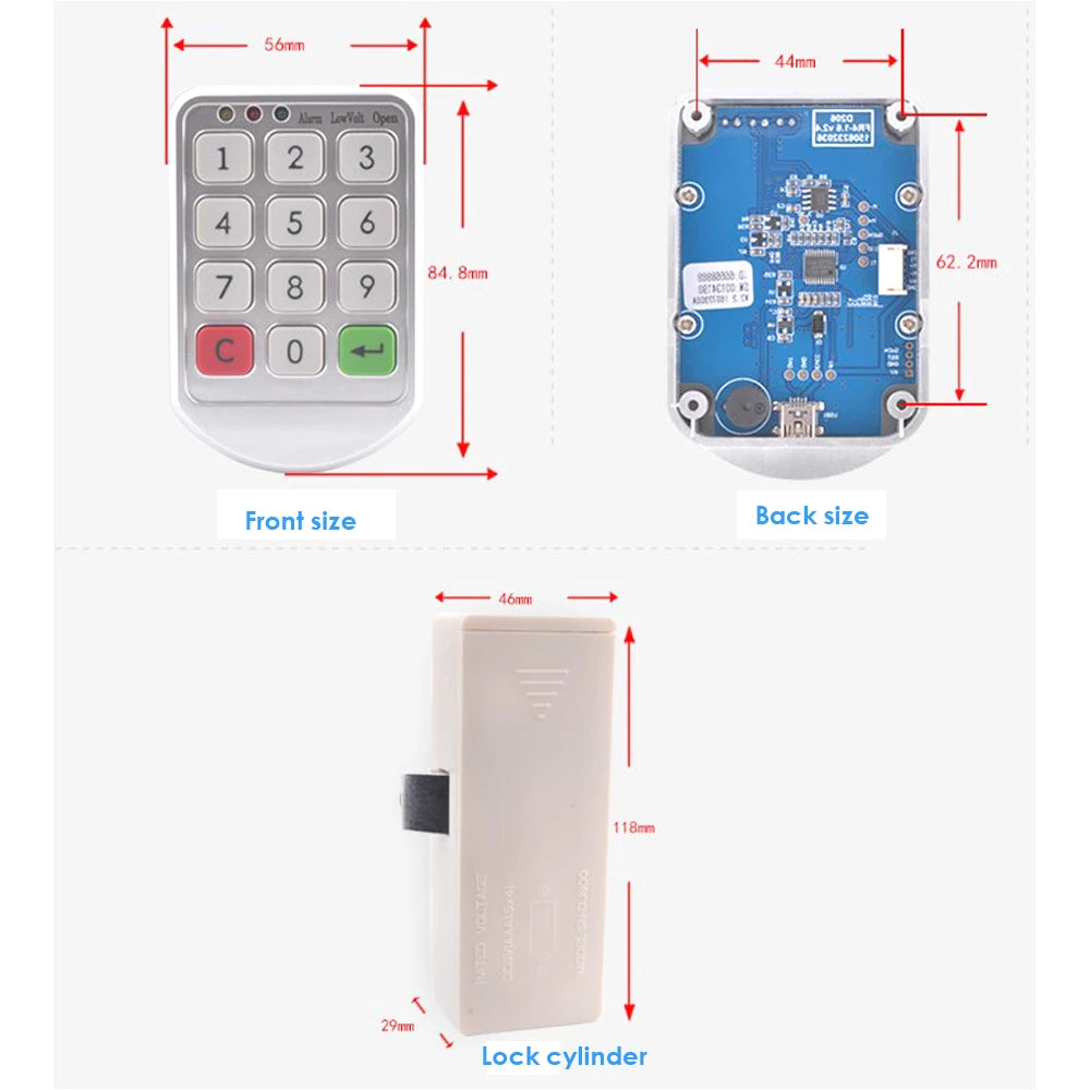 Mini Electronic Digital Keypad Lock Electromagnetic Intelligent Password Cabinet Locker for Office Storage Drawer with Cylinder Vue
